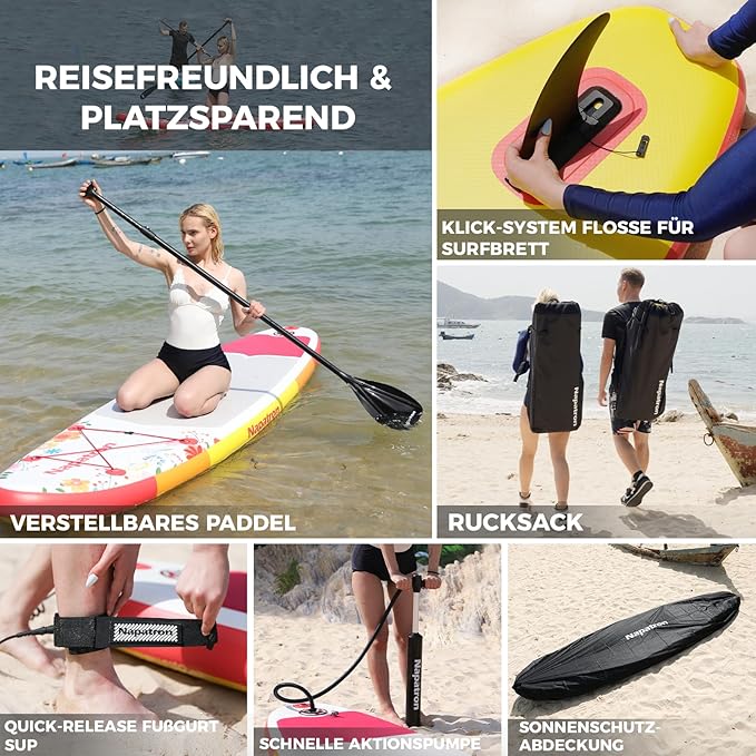 Napatron Family Inflatable Stand Up Paddle Board, Sup,Stable Wide Design,350LBS Capacity,Complete Paddle Board Package with Fast Action Pump,Leash,Ideal for Beginners/Youth & AllSkill Levels