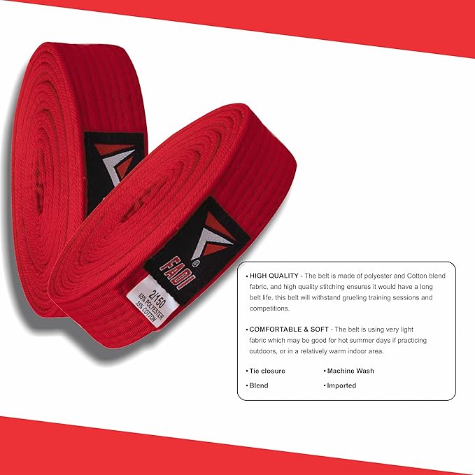 Martial Arts Belt for Karate, Judo, Aikido and Taekwondo - Durable Cotton-Polyester Blend for Adults and Kids