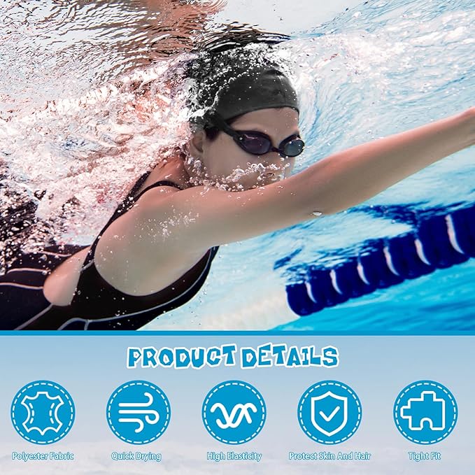 Bonuci 24 Pieces Cloth Elastic Swim Cap Bulk Comfortable Fabric Swimming Hat Elasticity Swimming Pool Cap Lightweight Bathing Caps for Women Men Kids Unisex, Not Waterproof