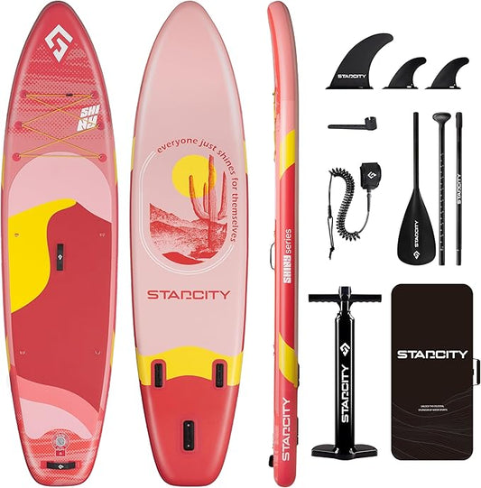 Starcity 11'*34"*6" Blow Up Paddle Board, Inflatable Paddle Board,Paddle Board,Spacious and Stable, Anti Slip and Easy to Operate, Large Size Suitable for Single Person/Family/Pet Use.