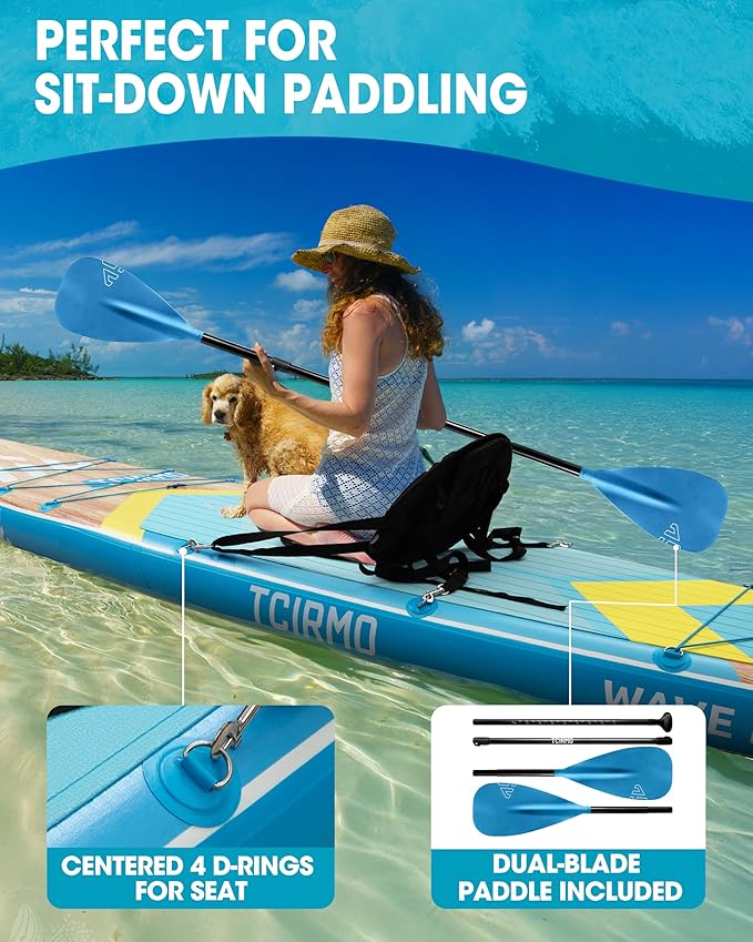 Inflatable Stand Up Paddle Board for Adults with Seam Welded Technology, 10'6''x33''x6'', Durable SUP with Dual-Blade Paddle and Complete Accessories, 390 lbs Capacity, Beginner-Friendly