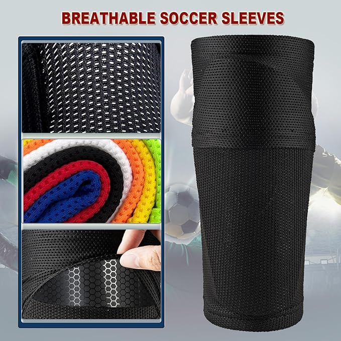 Soccer Shin Guards for Kids Youth and Shin Guard Sleeves Children's Calf Protectors for Boys Girls Kids Teenagers 3-5,5-10,10-15 Years Old Children
