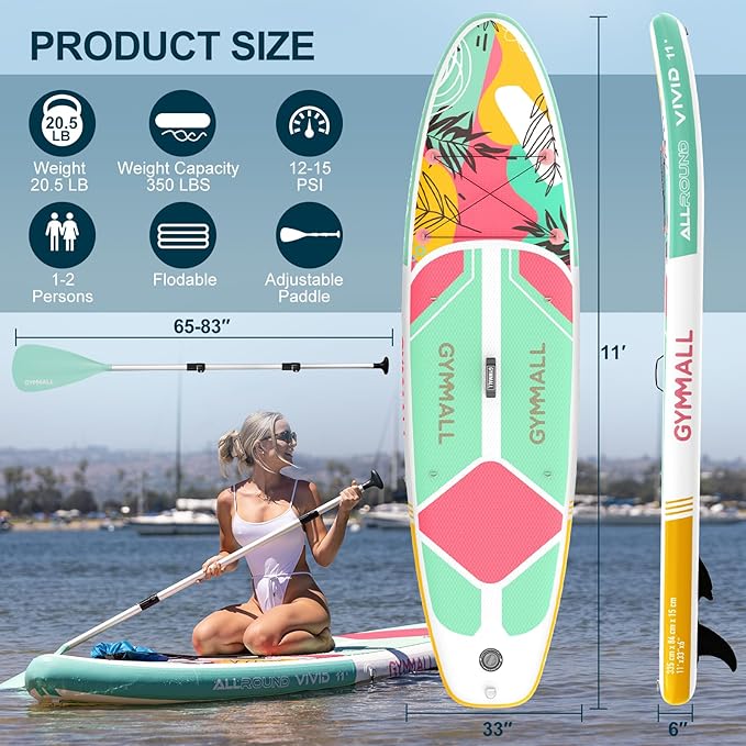 Paddle Board, Inflatable Stand Up SUP Paddle Boards for Adults & Youths of All Skill Levels, Wide & Non-Slip Deck Design Blow Up Paddleboards with Premium Accessories & Storage Bag