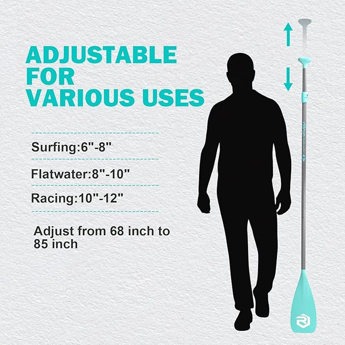 SUP Paddle - Paddle Board Paddle 4 Piece Stand Up Paddleboard Paddles Lightweight Floating Kayak Paddle - Light Blue - Lake Green - Light Green