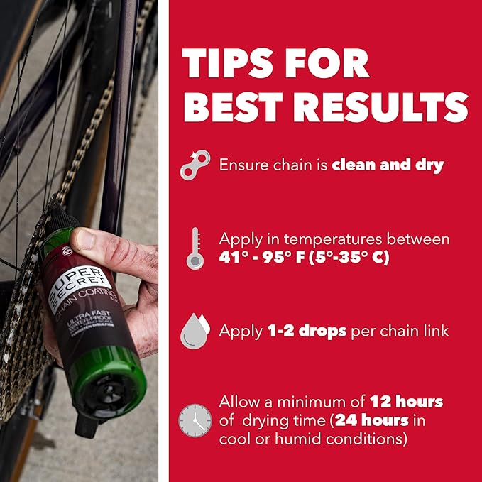 SILCA Super Secret Bike Chain Lube - Liquid Chain Wax to Clean, Smooth & Silence - Ultra Fast Bike Lube - Special Formula for Friction Reduction & Improved Wattage Output in All Weather