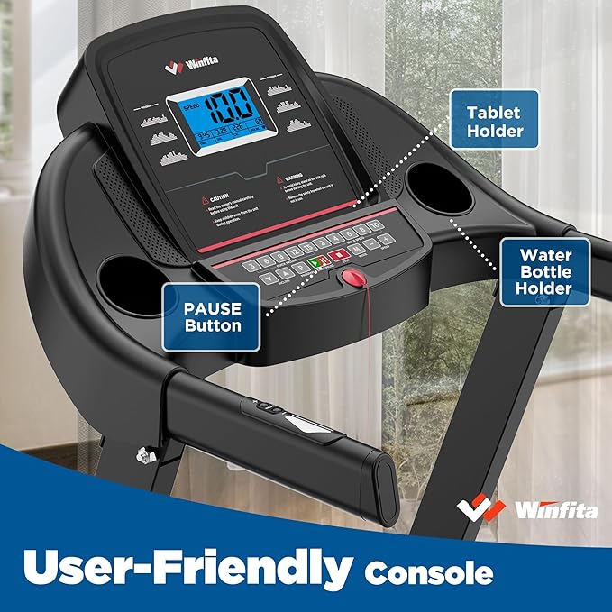 Treadmills for Home, Folding Treadmill with Auto Incline, 300 LBS Capacity, 8MPH or 10MPH Max Speed, Double Deck Shock-Absorbing Running Machine with Bluetooth, App, 64 Programs, Pulse Monitor