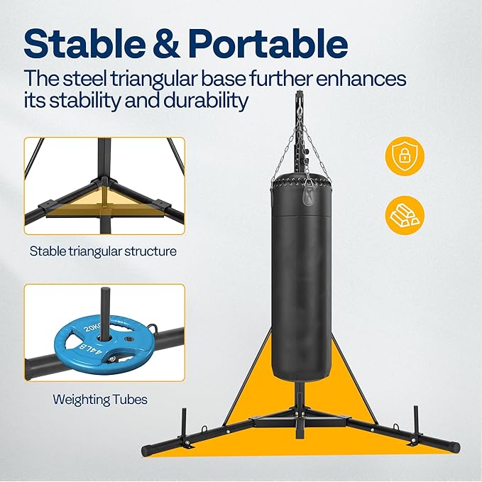 VIVOHOME Height Adjustable Foldable Heavy Duty Boxing Punching Bag Stand Steel Sandbag Rack Freestanding Up to 132 lbs for Home Fitness Stable