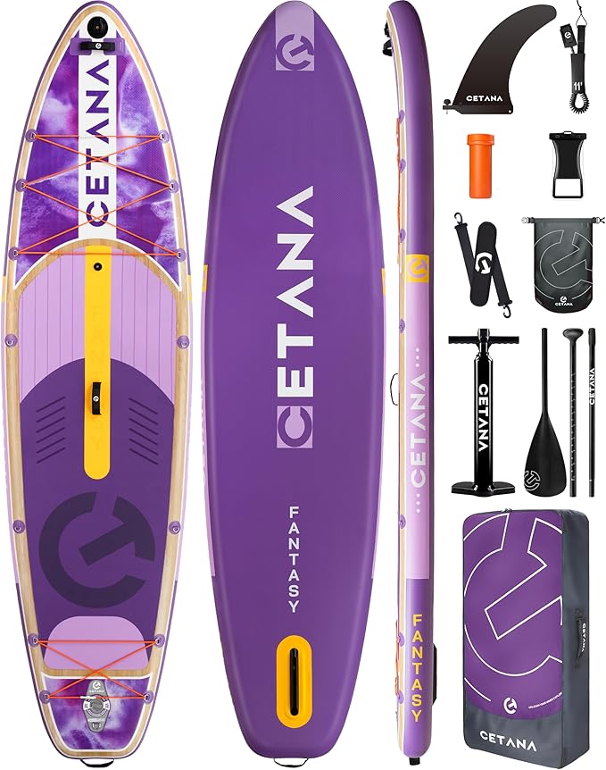 CETANA 11'6×35" Extra Wide Stand Up Paddle Board for Adults & Youth, 400lb Capacity Inflatable Paddle Board, Sup for 2+1 Person with Removable US Fin, 100L Backpack, Floating Paddle, Safety Leash