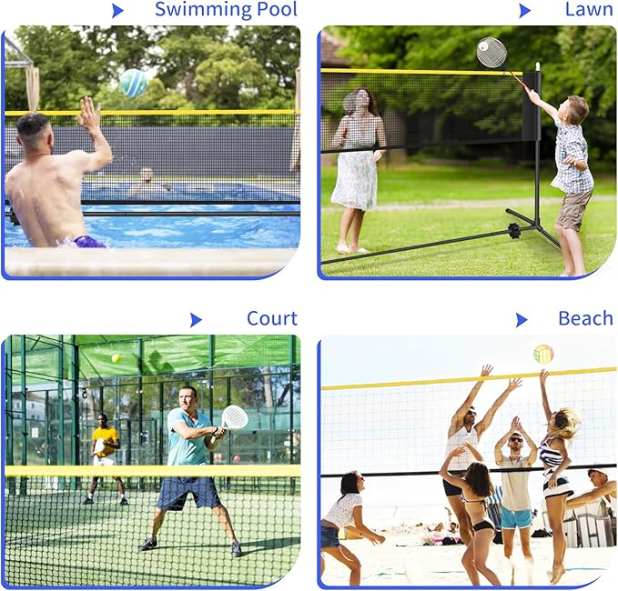 Badminton Pickleball Net, Adjustable Height Portable Badminton Net-2-in-1 Volleyball and Badminton Set, Pickleball Net for Tennis Indoor Outdoor Court