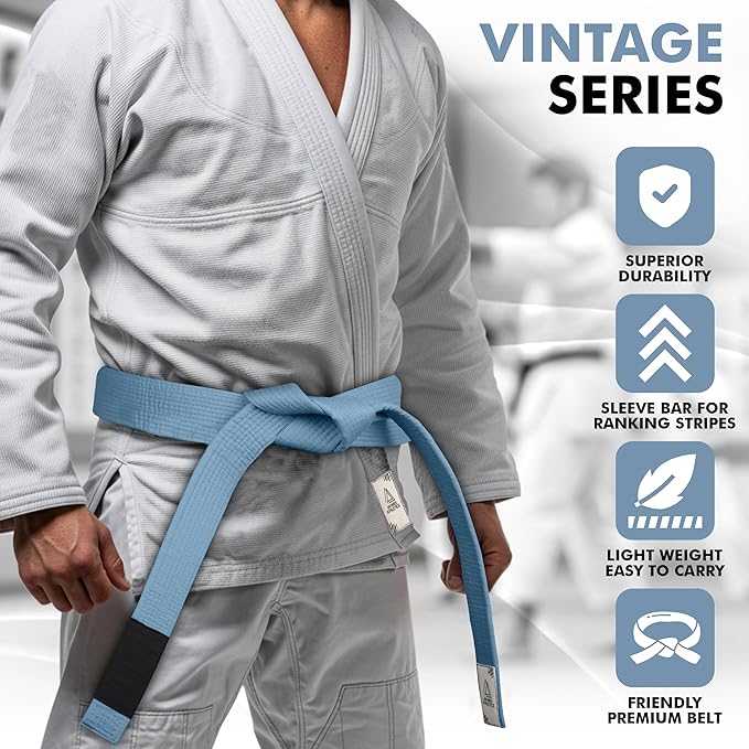 Vintage Series BJJ Belt for Men & Women Brazilian Jiu Jitsu Belt for Jiu Jitsu Gi