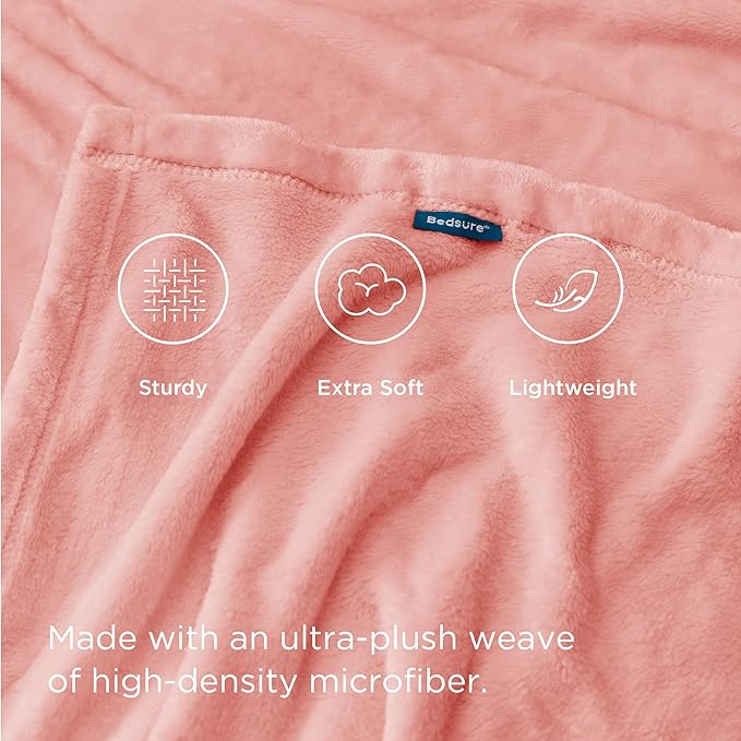 Bedsure Fleece Throw Blanket for Couch Pink - Lightweight Plush Fuzzy Cozy Soft Blankets and Throws for Sofa, 50x60 inches