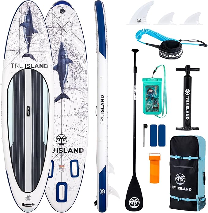 TRUISLAND Inflatable Paddle Board, Stand Up Paddle Board with Backpack, Non-Slip Thickened Deckpad, Waterproof Phone Case, Leash, Paddle, Hand Pump