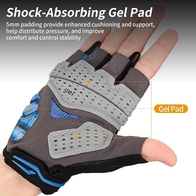 Souke Sports Mens Cycling Gloves with Gel Pads Half Finger Bike Gloves Lightweight Anti-Slip Shock-Absorbing for MTB Road Biking
