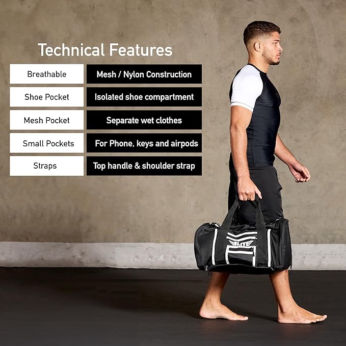 Elite Sports Boxing Gym Duffle Bag for MMA, BJJ, Jiu Jitsu gear,Duffel Athletic Gym Boxing Bag