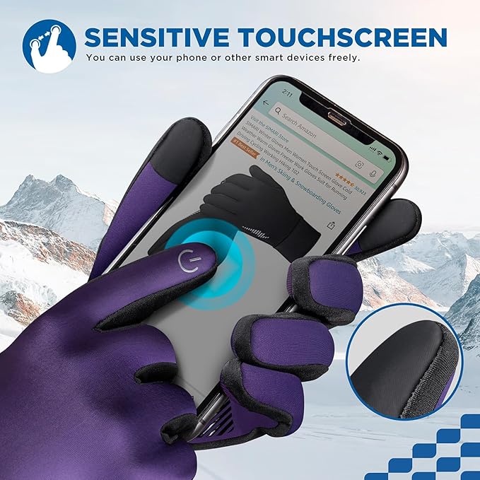 SIMARI Winter Gloves Women Men Ski Snow Gloves Liner Thermal Warm Touch Screen, Suit for Running, Cycling, Biking, Hiking, Driving, Walking, Typing, Freezer Work, Sports, Soccer, Shooting, Gaming 102