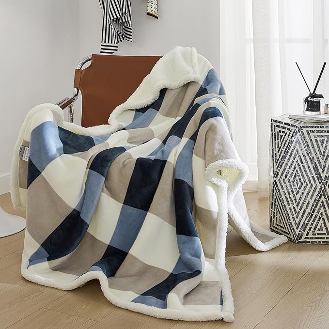 PU MEI 50"x60" Sherpa Fleece Blanket - Soft, Cozy, Thick and Warm for Couch, Sofa or Bed