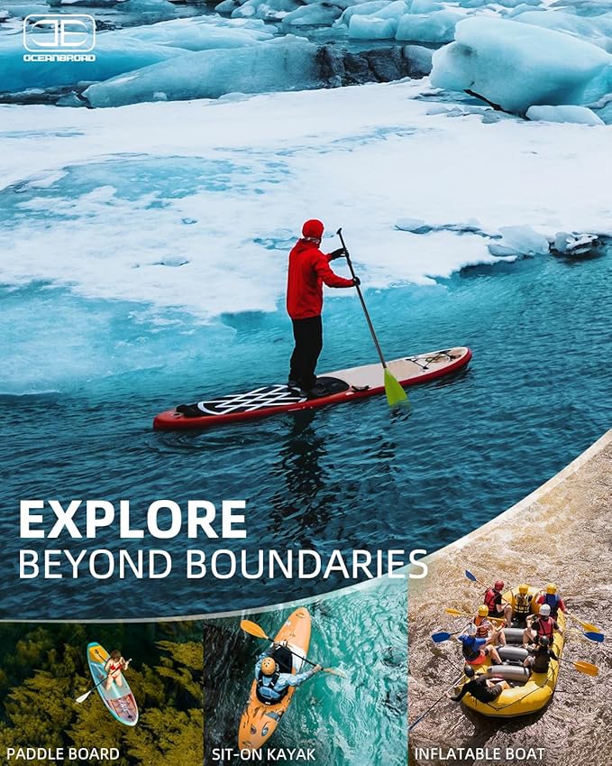 OCEANBROAD SUP Paddle - Adjustable Stand-Up Paddle for Paddleboard Kayak, Adjustable Aluminum Alloy Shaft with Reinforced Nylon Blades