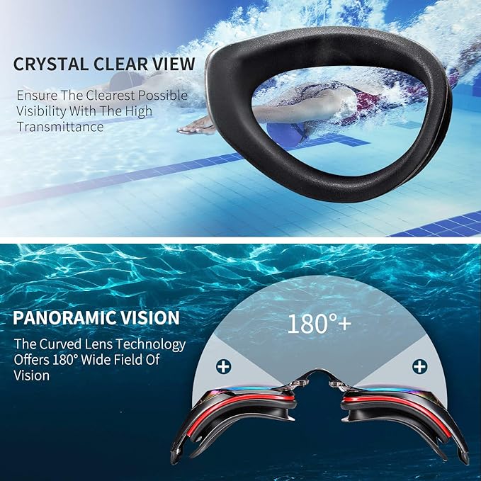 Nearsighted Swim Goggles, Shortsighted Optical Swimming Goggles No Leaking Anti Fog UV Protection for Adult Men Women
