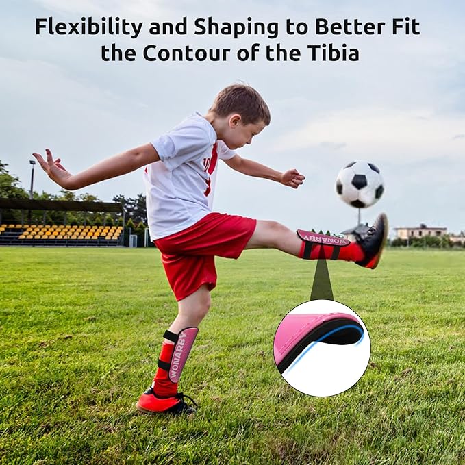 Shin Guards Soccer Youth Kids - Shin Guard for Boys Girls Teenagers Toddler 2-18 Years Old - Football Shin Pads Protection Equipment with Adjustable Straps