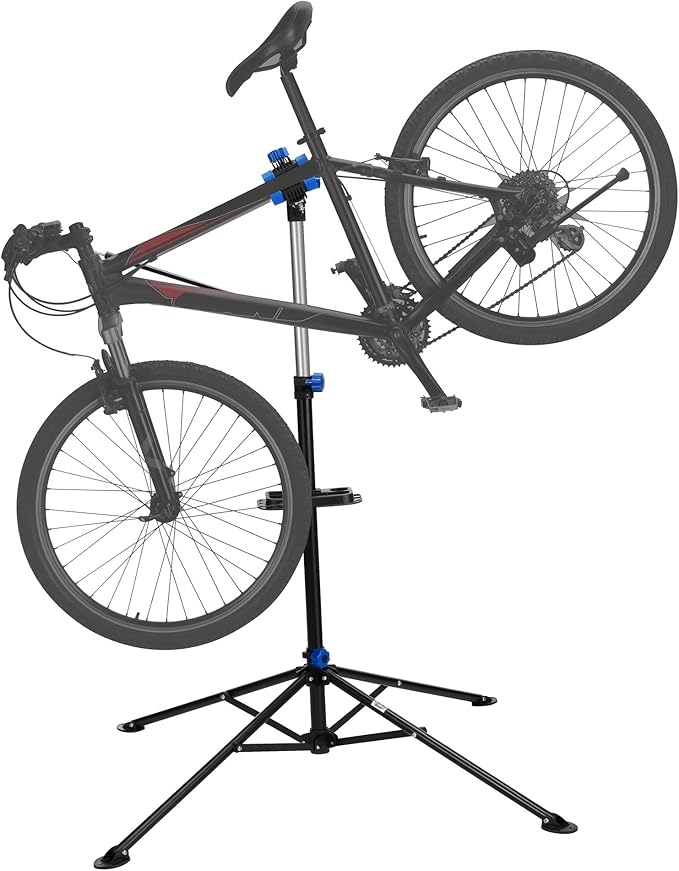 Pro Stand Plus Bike Rack - Heavy-Duty Telescoping Bicycle Stand with Tool Tray, Rotating Clamps, and Adjustable Handlebar Rod by RAD Cycle (Black)