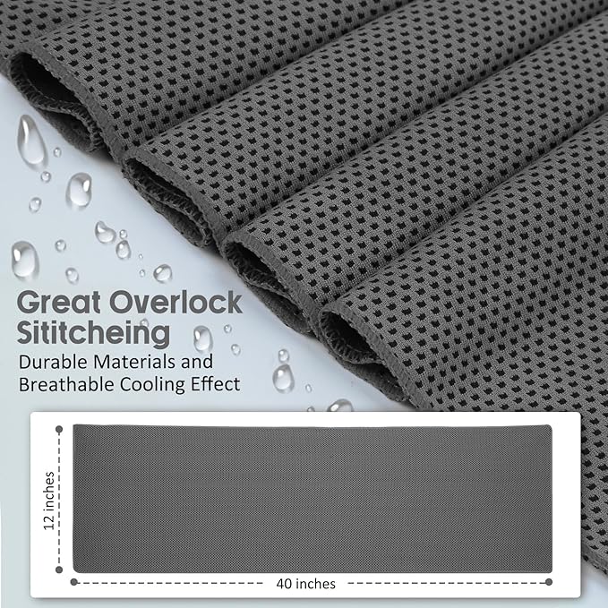 Cooling Towels 20 Pack, 40"x 12" Cooling Rags Neck Wraps for Sports with Carrying Pouch, Gym Cooling Neck Towels for Hor Weather, Sweat, Fitness, Travel