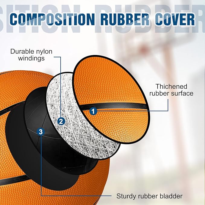 Libima 12 Pcs Rubber Basketballs Bulk with Pump Official Size Multicolor Basket Balls Streetballs Set for Kids Youth Adult Sports Gifts Indoor Outdoor Training Games Back to School