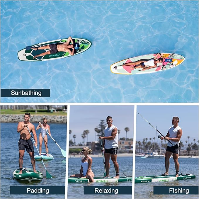 Paddle Board, Inflatable Stand Up SUP Paddle Boards for Adults & Youths of All Skill Levels, Wide & Non-Slip Deck Design Blow Up Paddleboards with Premium Accessories & Storage Bag