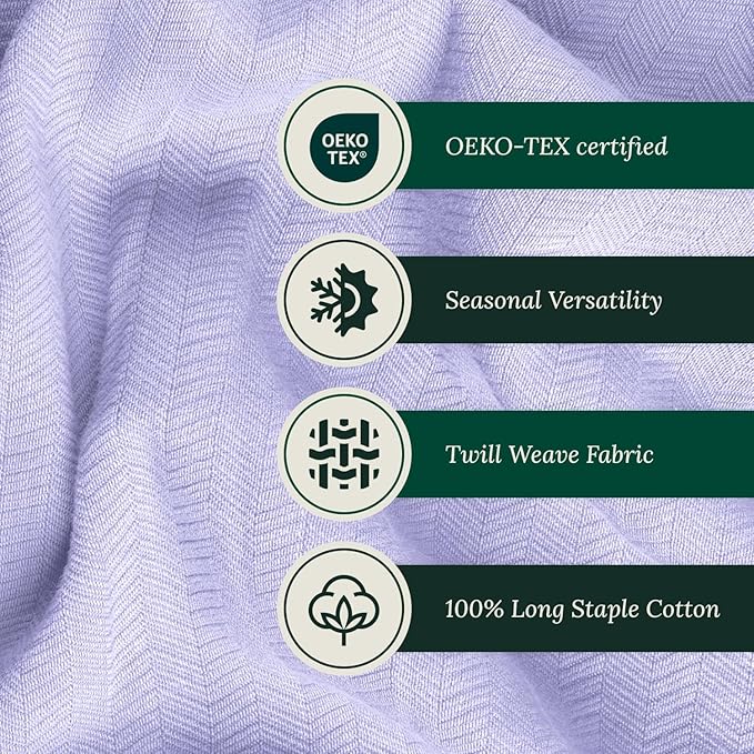 Herringbone Cotton Twin Blanket for Couch, Bed,Sofa, Home Decor, Soft, Lightweight, All-Season Bed Blanket, 68 x92, Lavender Blue