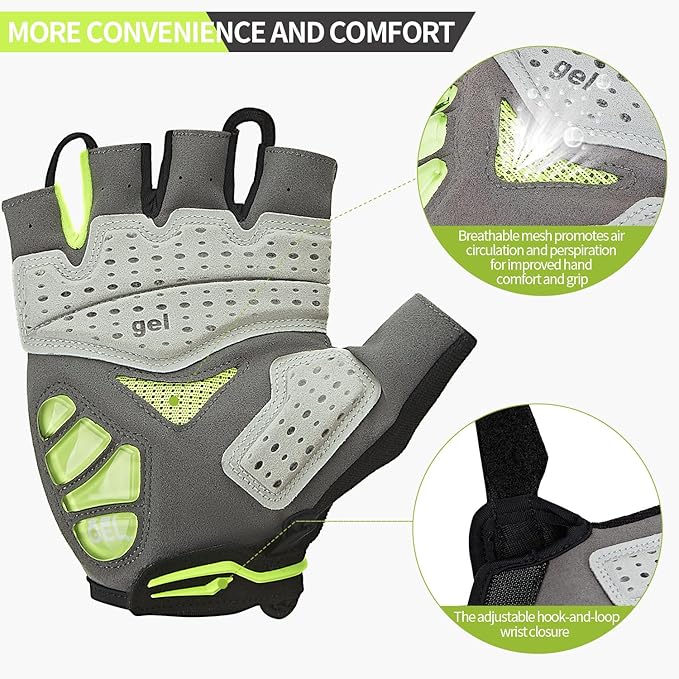 Souke Sports Mens Cycling Gloves with Gel Pads Half Finger Bike Gloves Lightweight Anti-Slip Shock-Absorbing for MTB Road Biking