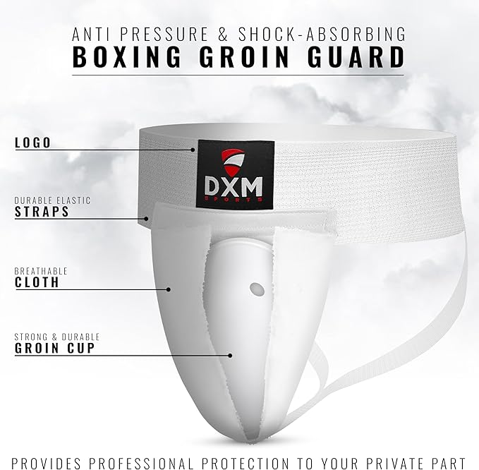DXM SPORTS Groin Protector Cup Men, Boxing Kickboxing MMA Muay Thai Sparring Groin Guard, Ventilated Adjustable, Karate Fighting Training, Underwear Jiu Jitsu BJJ Protection