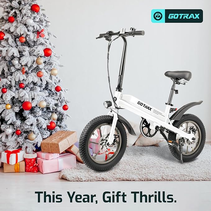 Gotrax S3 Electric Bike, 16x3.0 Fat Tire Electric Bicycle Adults, 750W Peak Motor, Max Range 25 Miles, Up to 20 Mph, Removable Battery, Adjustable Seat, Folding Electric Bike for Adults/Teens 13+