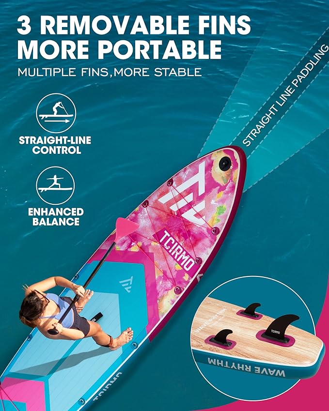 Inflatable Stand Up Paddle Board for Adults with Seam Welded Technology, 10'6''x33''x6'', Durable SUP with Dual-Blade Paddle and Complete Accessories, 390 lbs Capacity, Beginner-Friendly