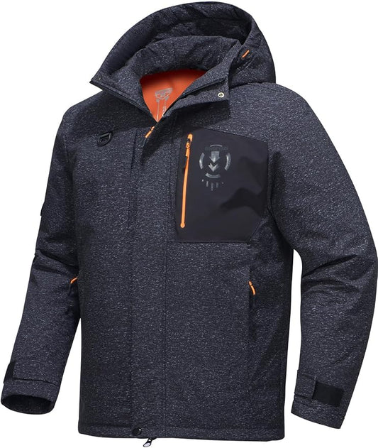 Men's Winter Jacket Waterproof Ski Snow Coat Windproof Snowboard Hooded Raincoats with Warm Graphene lining