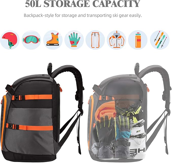 Ski/Snowboard Boot Bag/Skating Bag | Excellent for Store and Transport Gear, Jacket, Helmet, Goggles, Gloves & Accessories