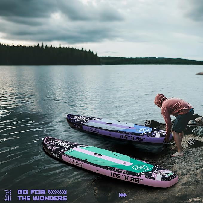 UPWELL 11'6"×35" Extra Wide Inflatable Paddle Board, Stand Up Paddle Board for Youth & Adults, Stable Design, Premium SUP Accessories, 120L Backpack, 10L Dry Bag, Paddle, Leash, Hand Pump, US Fins