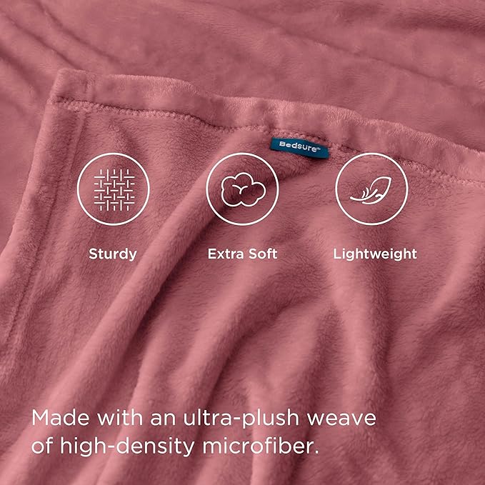 Bedsure Twin XL Fleece Blanket Dorm Bedding - Lightweight Soft Cozy Blankets for Bed, Sofa, Couch, Travel, Camping, Rose Pink, 66"x90"