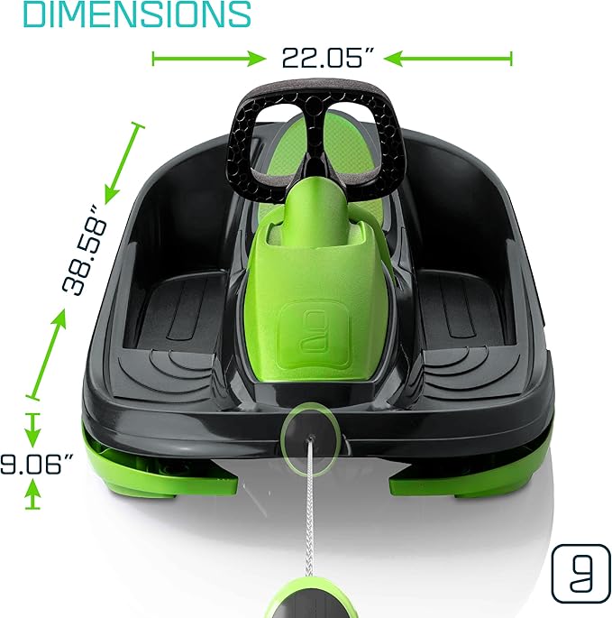 Snow Sled for Kids, Adults - Toboggan Sled, Easy Turning Steering Wheel, Anti-Slip Seat, Pull Up Brake, Durable Plastic Sled, Lightweight, Snow Sleds, Age 3+ 260 lbs