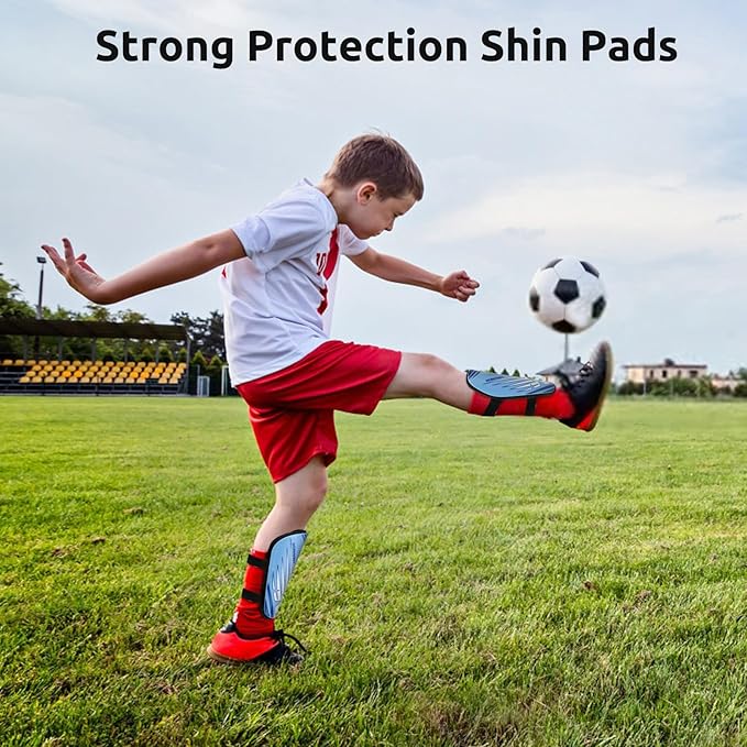 Shin Guards Soccer Youth Kids - Shin Guard for Boys Girls Teenagers Toddler 2-18 Years Old - Football Shin Pads Protection Equipment with Adjustable Straps