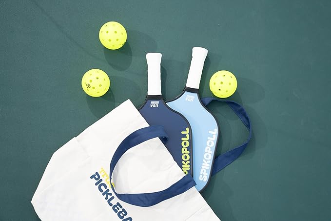 SPI New by SPIKOPOLL Pickleball Paddles Set of 2, USA Pickleball Approved, Lightweight, Durable Fiberglass Pickleball Rackets with Polypropylene Honeycomb Core