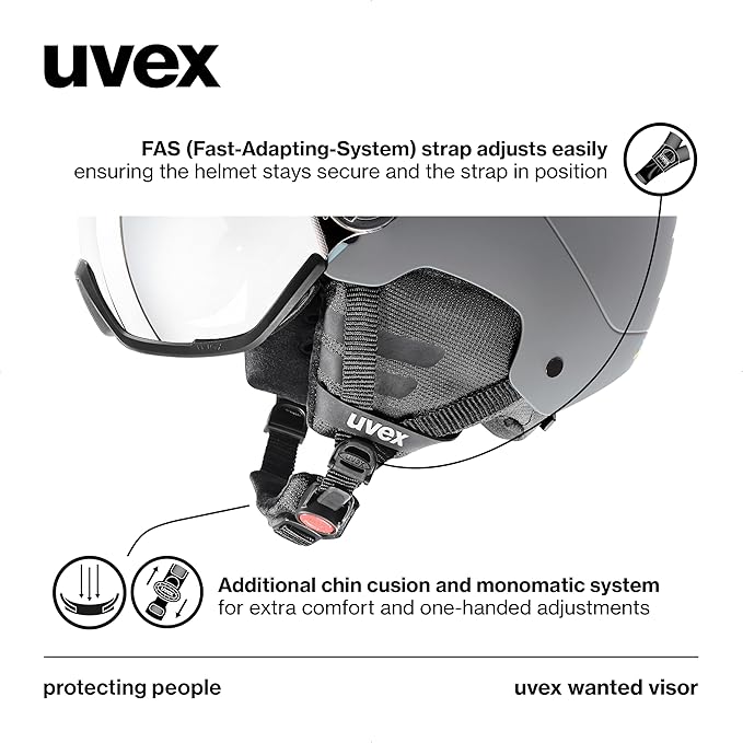 uvex Wanted Visor ski Helmet for Women & Men - Adjustable Helmet with Integrated Visor