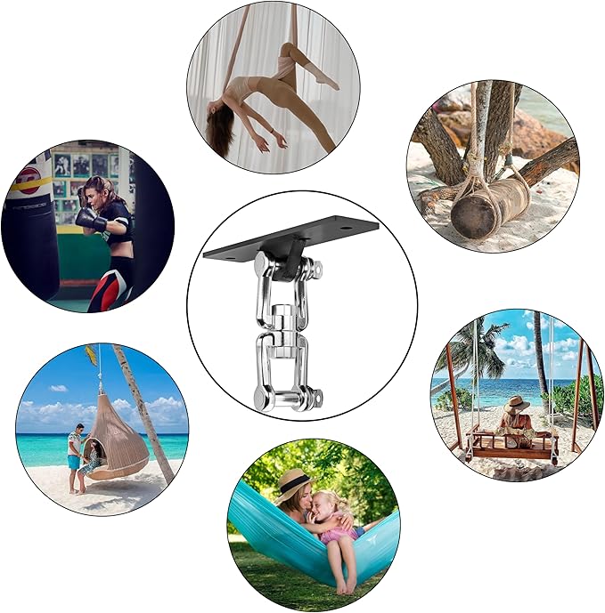 Heavy Bag Hanger,Punching Bag Mount Hanger Bracket,Ceiling Mount Hook 360°Rotation Wood Beam Holder Body Weight Strength Training Systems,Suitable for Swings and sandbags(900 LB Capacity)