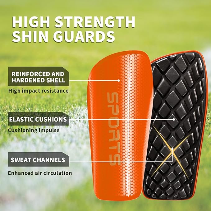 Soccer Shin Guards for Kids Youth Adults - Shin Pads and Sleeves with Optimized Insert Pocket for Boys Girls Men Women for Football Games - Protective Soccer Equipment
