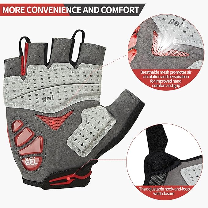 Souke Sports Mens Cycling Gloves with Gel Pads Half Finger Bike Gloves Lightweight Anti-Slip Shock-Absorbing for MTB Road Biking