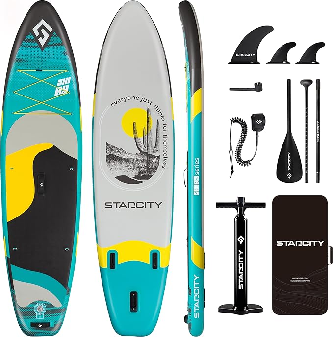 Starcity 11'*34"*6" Blow Up Paddle Board, Inflatable Paddle Board,Paddle Board,Spacious and Stable, Anti Slip and Easy to Operate, Large Size Suitable for Single Person/Family/Pet Use.