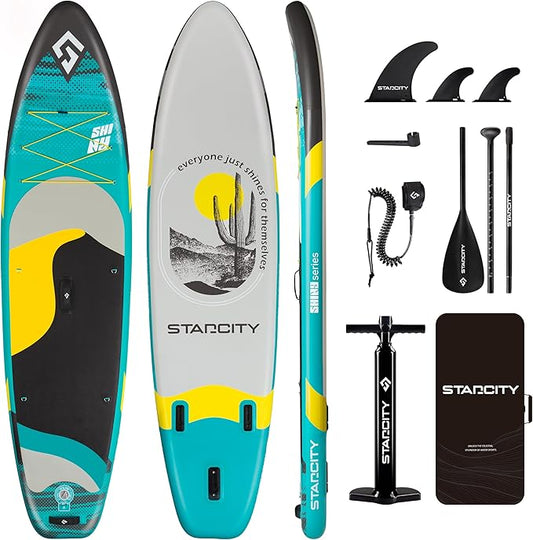 Starcity 11'*34"*6" Blow Up Paddle Board, Inflatable Paddle Board,Paddle Board,Spacious and Stable, Anti Slip and Easy to Operate, Large Size Suitable for Single Person/Family/Pet Use.