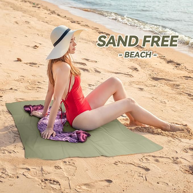 Microfiber Beach Towel-Perfect for Travel, Sports, Camping, Swimming, Yoga, Gym- Quick Dry, Sand Free, Compact, Lightweight, Absorbent (Army Green,Large(160x90cm, 63x35”))