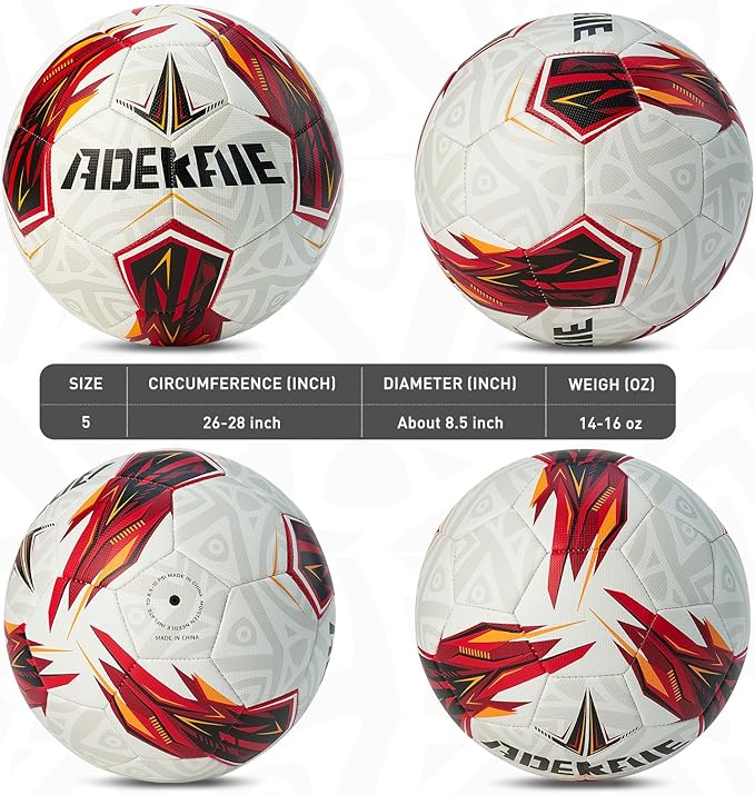 Soccer Ball Size 5 for All Age Recreational or Professional Outdoor Practice, PU Official Size&Weight, Size 5 Soccer Ball for Boys Youth Adults College Team, Ideal Gifts with Pump and Carry Net