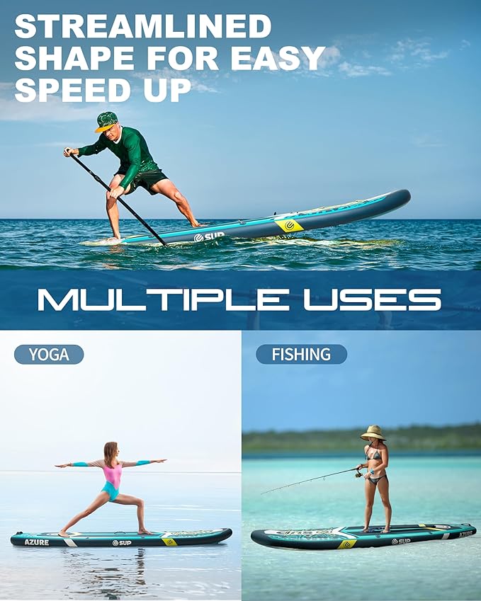 ESUP Inflatable Stand Up Paddle Board with Cup seat 33"/35" Wide Durable SUP, 11'/11'6" Stable Inflatable Paddle Boards for Adults & Youth of All Skill Levels
