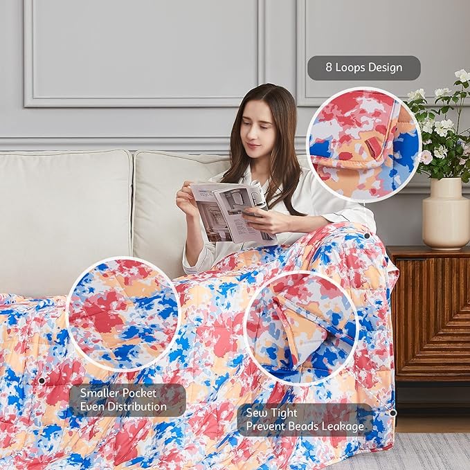 L'AGRATY Weighted Blanket - 60"x80" 20lbs Cooling Breathable Heavy Blanket Microfiber Material with Glass Beads for Adult All-Season Summer Fall Winter Soft Thick Comfort
