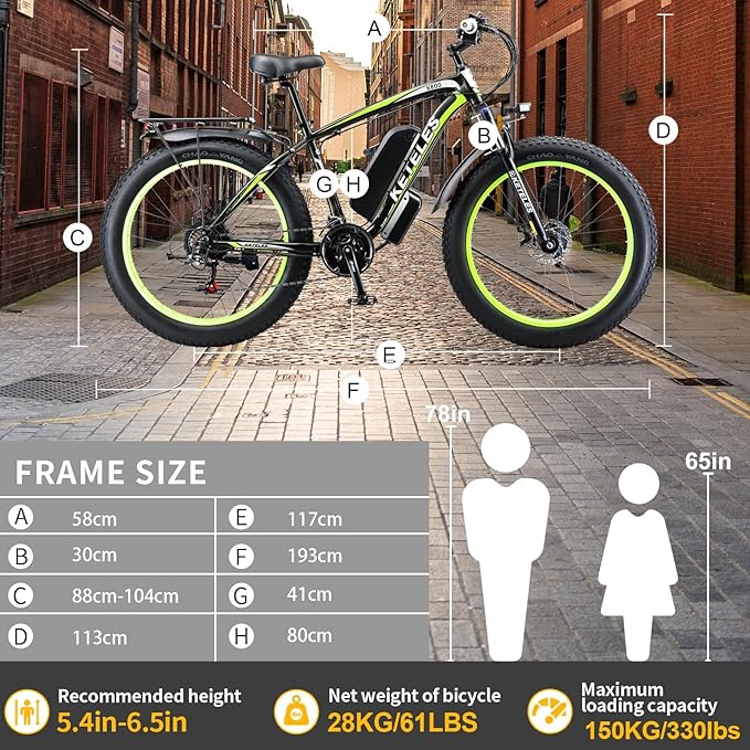 Peak 2000W Electric Bike for Adults 27 MPH 48V15Ah Removable Battery Max 40-80 Miles E Bike 26" Fat Tire Ebike Shamano 21-Speed All Terrain for Mountains Snow Sand Road